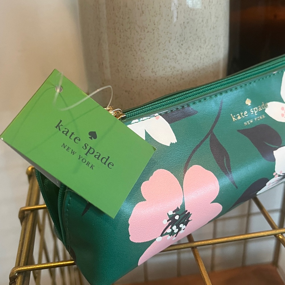 Kate Spade Green Floral Pencil Case - Picture 3 of 4
